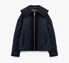 ZARA ザラ コントラストパフジャケット キルティング セーラーカラー M