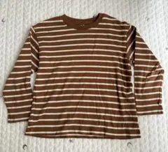 UNIQLO ボーダー長袖Tシャツ 120cm ブラウン