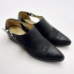 TOGA PULLA　チュールｘベルトフラットシューズ　ブラック　３７