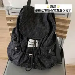 ★新品★リュック　バックパック　チェック　黒　shein シーインのサムネイル