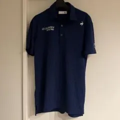 ルコックゴルフ 半袖ポロシャツ ネイビーxブルー総柄Lゴルフウェア