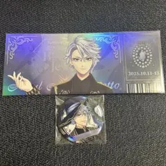 ツイステ アズール 3Dライブ チケット風カード オーロラメタル缶バッジ