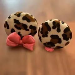 ミニーちゃん　ヒョウ柄　ヘアピン　パッチン