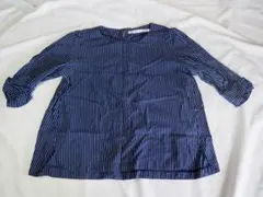 Corte Largo 五分袖チュニック 総ストライプ ネイビー サイズL