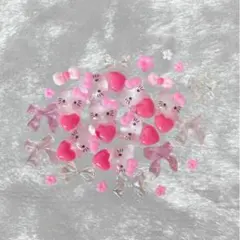 キティちゃん ピンク ネイルパーツ デコパーツ 8個セット(パーツおまけ)