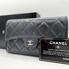 美品/希少✨CHANEL 長財布　ラムスキン　ブラック　ココマーク