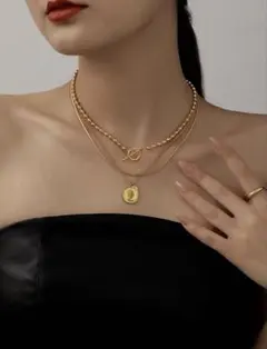 サージカルステンレス　ゴールド ネックレス 金属アレルギー対応　軽量