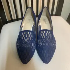 pitti feminine ネイビー レース パンプス　スエード　22.5cmのサムネイル