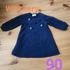 Willmery ワンピース 90cm ネイビー ポンポン付き