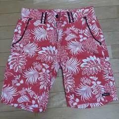フローラルデザインショートパンツ 赤
