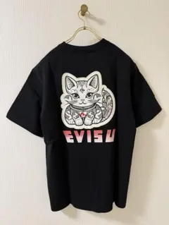 【新品タグ付】EVISU エヴィス Tシャツ 黒 L 猫 招き猫 バックプリントのサムネイル