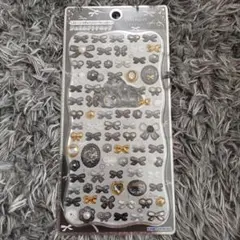 ボンボンドロップシール　黒　リボン　花　ブラック