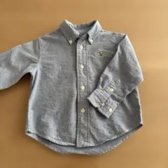 ラルフローレン オックスフォードシャツ 半袖　ライトブルー 刺繍ロゴ 80