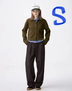 GU チノバレルレッグ タックパンツ S ブラウン　ダーク　スラックス