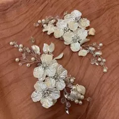 ウェディング ヘッドドレス 白い花