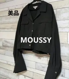 MOUSSY 黒 クロップドシャツ 長袖 ドロスト ショート 羽織り アウター