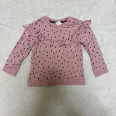 H&M 90cm 92cm 長袖トレーナー　スウェット　トップス　フリル　ハート