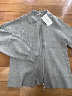 COLZA ジップアップリブニット グレー L