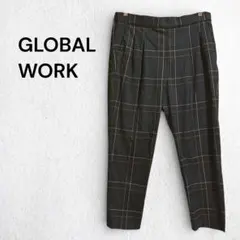 グローバルワーク チェック テーパードパンツ きれいめ 秋冬 ウエストゴム入り
