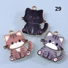【商品番号29】3こ♡猫プリントチャーム♡エナメルチャーム♡ペンダント