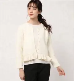 【美品】flower フラワー　ホーリーパールトップ ニットガーディガンのサムネイル