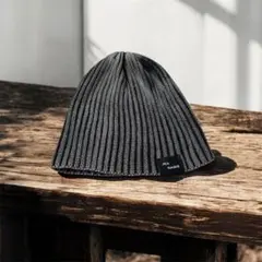 JEANASIS ジーナシス グレー リブ編み ニット帽 ビーニー 秋冬 帽子