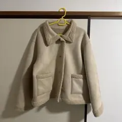 フェイクムートン ボア ジャケット コート ベージュ系 ショート丈 アウター