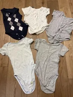 【まとめ売り】ベビー肌着 半袖ロンパース等 5点セット 夏用