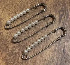 ピン　ブローチ　３本セット　パール4〜5㎜ シルバーピン色　未使用