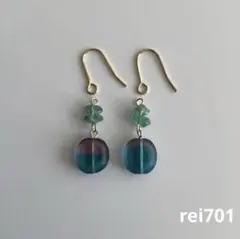 No. 508 シンプル　チェコビーズ×天然石(アパタイト)ピアス　イヤリング