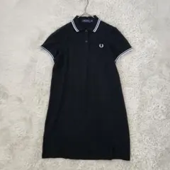 FRED PERRY ポロシャツ ワンピース 黒 UK10 M相当 刺繍ロゴ