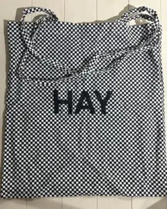 HAY トートバッグ 白黒 チェック柄