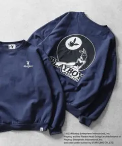 PLAYBOY ネイビー クルーネック トレーナー Lのサムネイル
