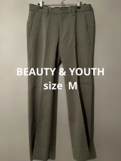 【美品】BEAUTY & YOUTH カーキスラックス M ウール混