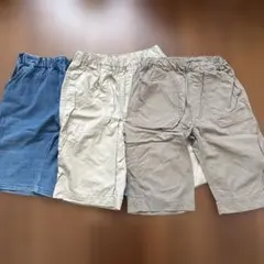 ハーフパンツ 3点セット デニム・ベージュ・カーキ