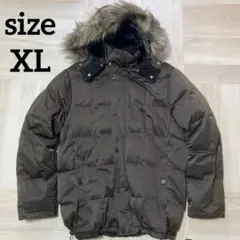 美品ユニクロ プレミアムダウンジャケット ファー 3way メンズXL ブラウン