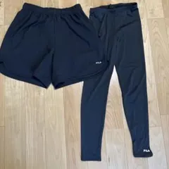 FILA ブラックショートパンツとレギンス　水陸両用　フィットネスウェア M