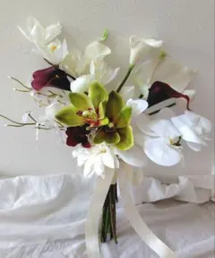 No.2646 クラッチブーケ　ホワイト　前撮り　和装　胡蝶蘭ブーケ　造花