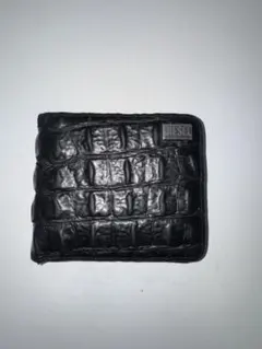 現行美品】DIESEL 二つ折り財布 レザー 牛革 ビックロゴ オーバルD 黒