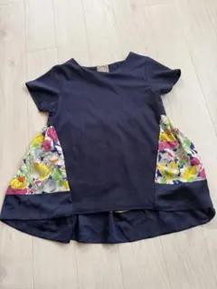 tocco closet 花柄切り替え 半袖トップス ネイビーのサムネイル
