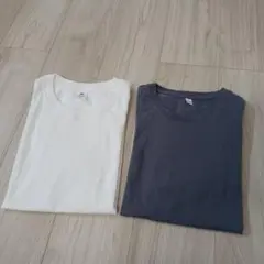 Ｔシャツ　レディース　S　無地　半袖　シンプル　白　グレー　丸首