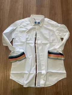 【日本製】Paul Smith 前立て＆袖裏マルチストライプ 長袖シャツ Mのサムネイル