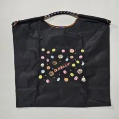 D'KELLY　エコバック　黒　ドーナツ刺繍柄