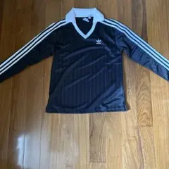 adidas ストライプ ポロシャツ 長袖 ブラック