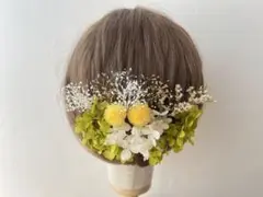 髪飾り ヘッドドレス 成人式 和装 振袖 ウェディング ドライフラワー ゴールド