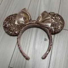 ディズニーミニー　カチューシャ ゴールド ベージュスパンコール