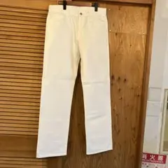 メンズ　ホワイトデニム　ストレートパンツ　日本製　サイズ4 (L L位)B品