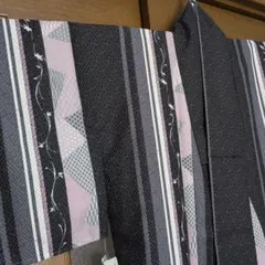 新品　 洗える着物　小紋 袷　Lサイズ 幾何学模様　ばんかん　黒　紫　白