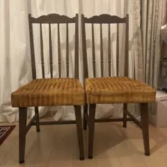 北欧レトロ ヴィンテージ ダイニングチェア 2脚セット スラットバック