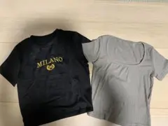MILANOロゴ入り黒TシャツとグレーTシャツセット